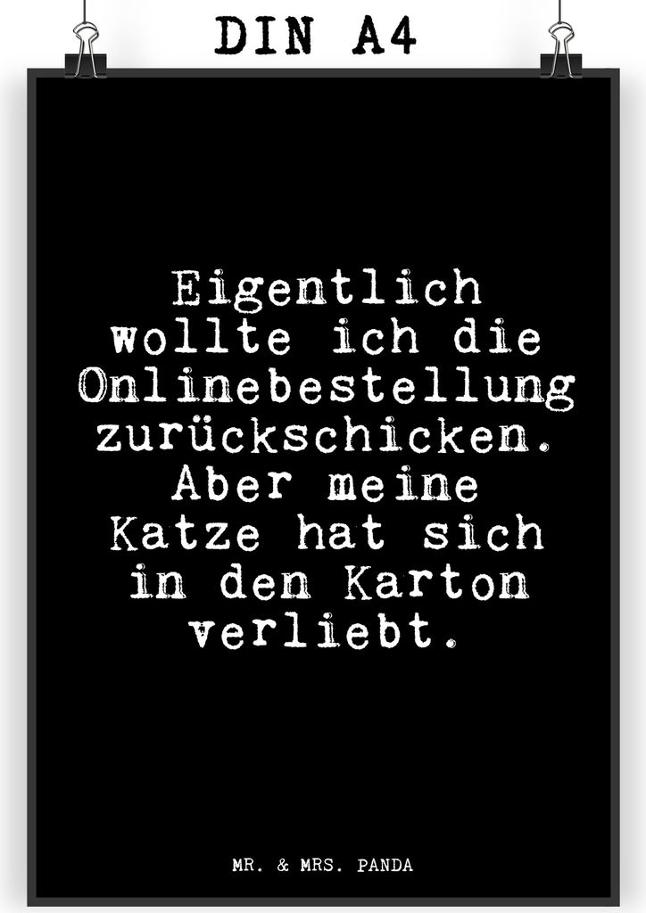 Mr. & Mrs. Panda Bild Eigentlich wollte ich die... DIN A4 - Schwarz - Geschenk, Sprüche, Plakat, Wandbild, Haus, lustig, Katze, Karton, Wanddekora...