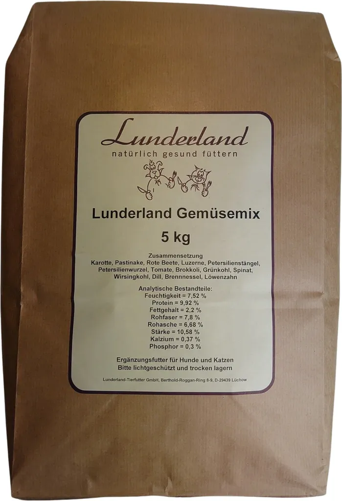 Mélange de légumes Lunderland 5kg pour équilibrer la viande de votre chien