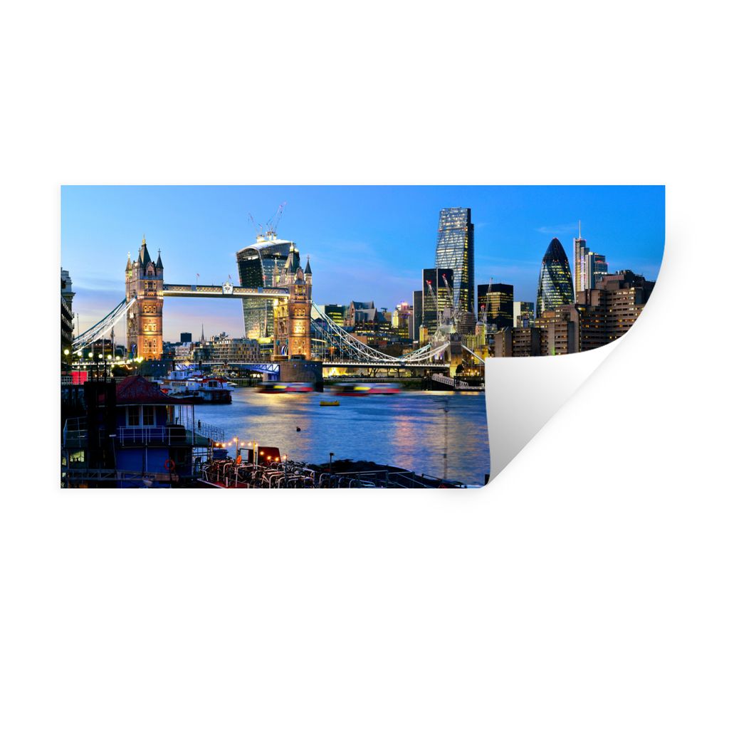MuchoWow Wandtattoo Wandsticker Wandaufkleber London - Tower Bridge 160x80 cm Selbstklebend und Repositionierbar - Sticker - Dekorfolie