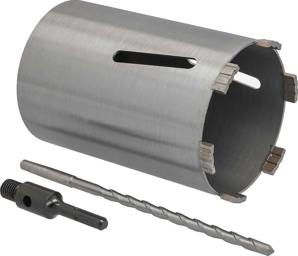 Diamant Bohrkrone Nutzlänge 180 mm Ø 127 mm SDS plus Adapter kurz mit Zentrierbohrer