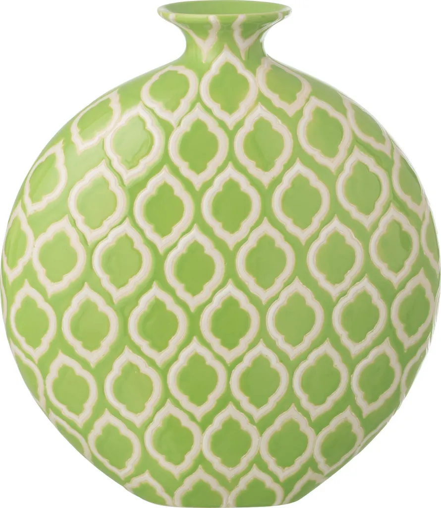 Vase en porcelaine à motifs vichy vert et blanc J-Line petit modèle