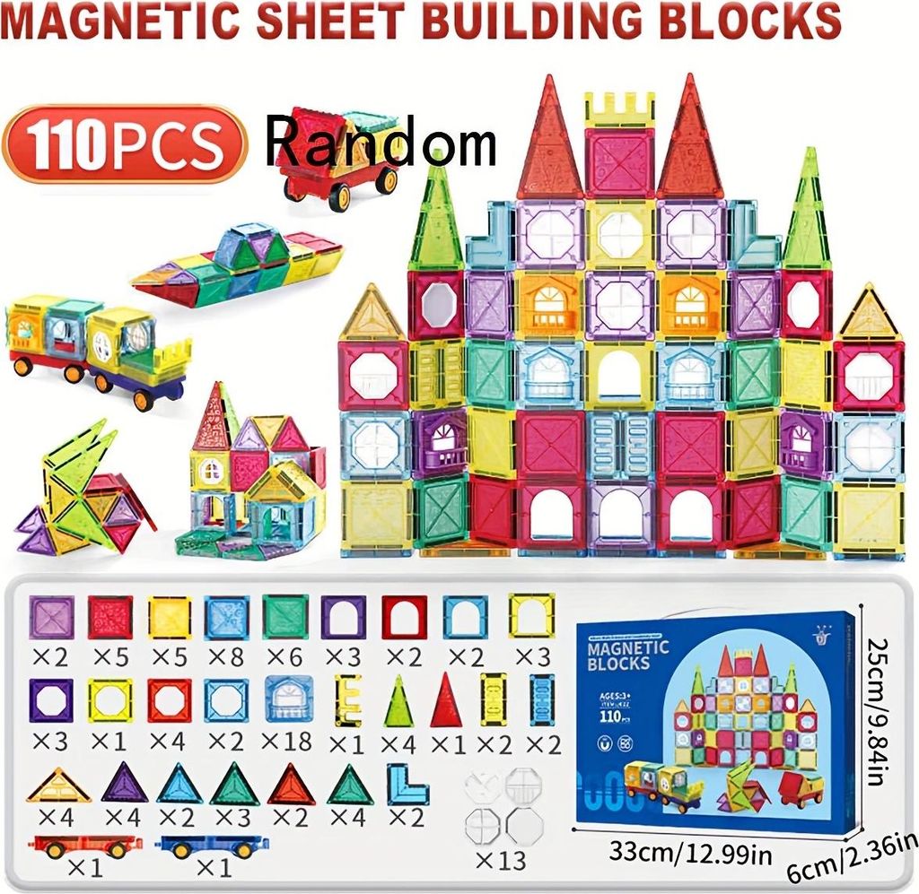 110 Stück Magnetische Bausteine – Bunte Magnetwürfel aus Produktbild 