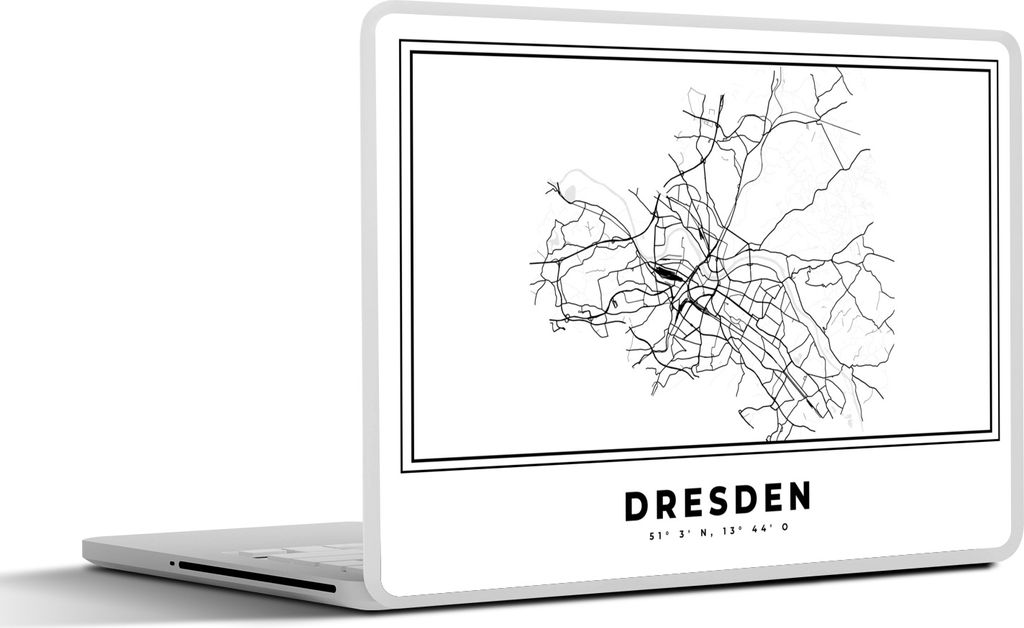 MuchoWow Laptop Aufkleber Sticker Cover Schwarz und weiß - Deutschland - Stadtplan - Dresden 31x22.5 cm - Laptop-Deko
