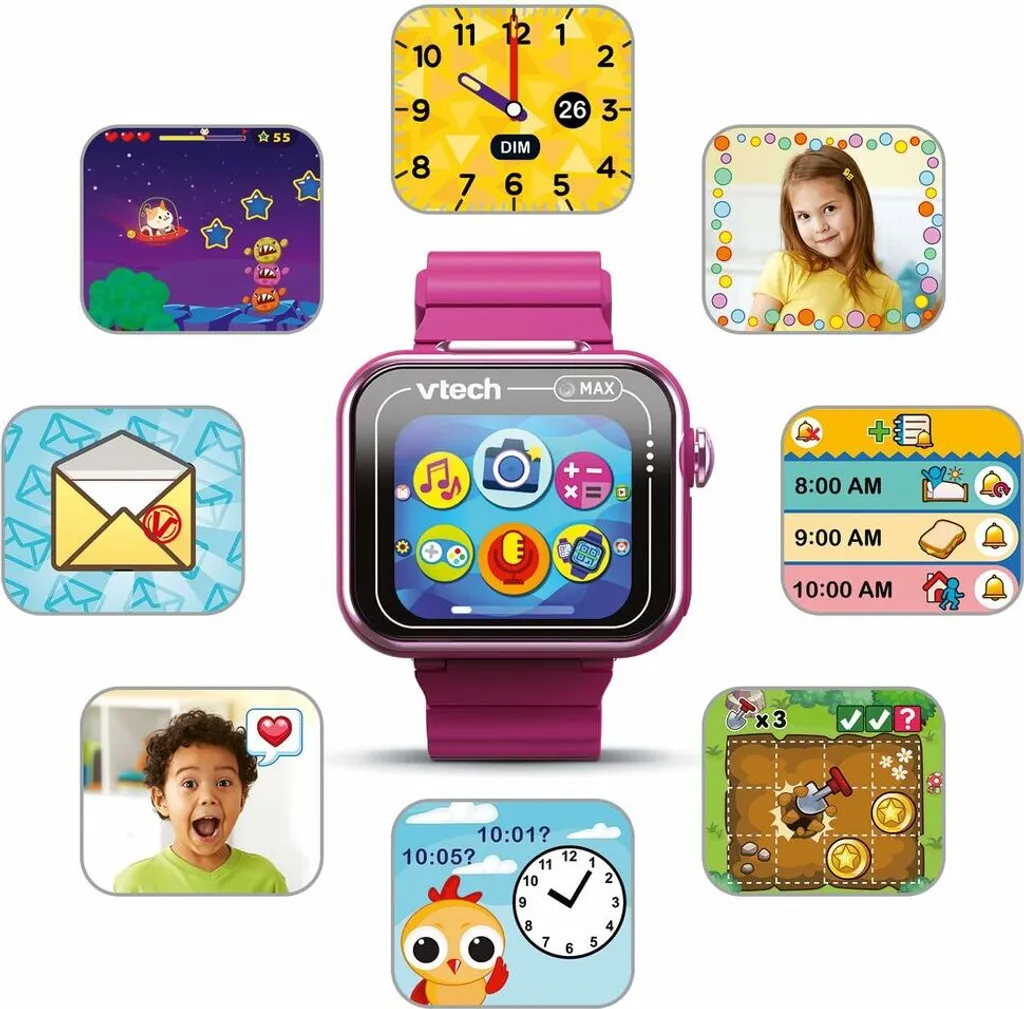 VTech Kidizoom MAX Raspberry : Montre Enfant Écran Large et Double Caméra - 6