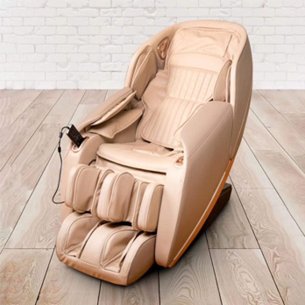 PureHaven Massage-Sessel 180x77x55 cm Knet- und Klopfmassage Heizfunktion Bluetooth USB Sprachsteuerung beige Kunstleder Fuß- Rücken- und Gesäß...