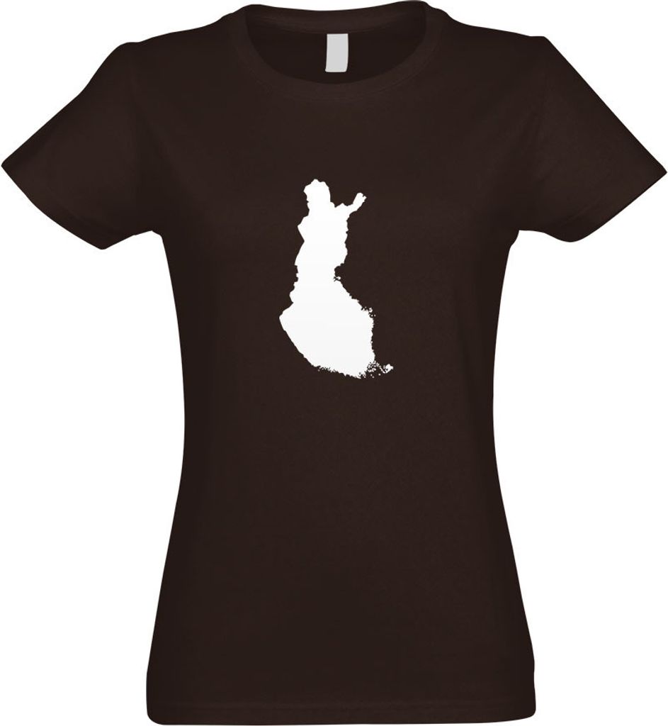 Kiwistar - T-Shirt tailliert - Damen - Chocolate - Finnland Umriss Kontur - mit Motiv Bedruckt - Funshirt Design - Sport - Freizeit - Damen - S