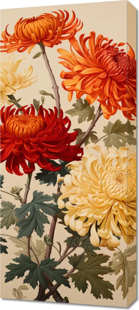 Quadro 40x90 cm Crisantemi danzanti - 1