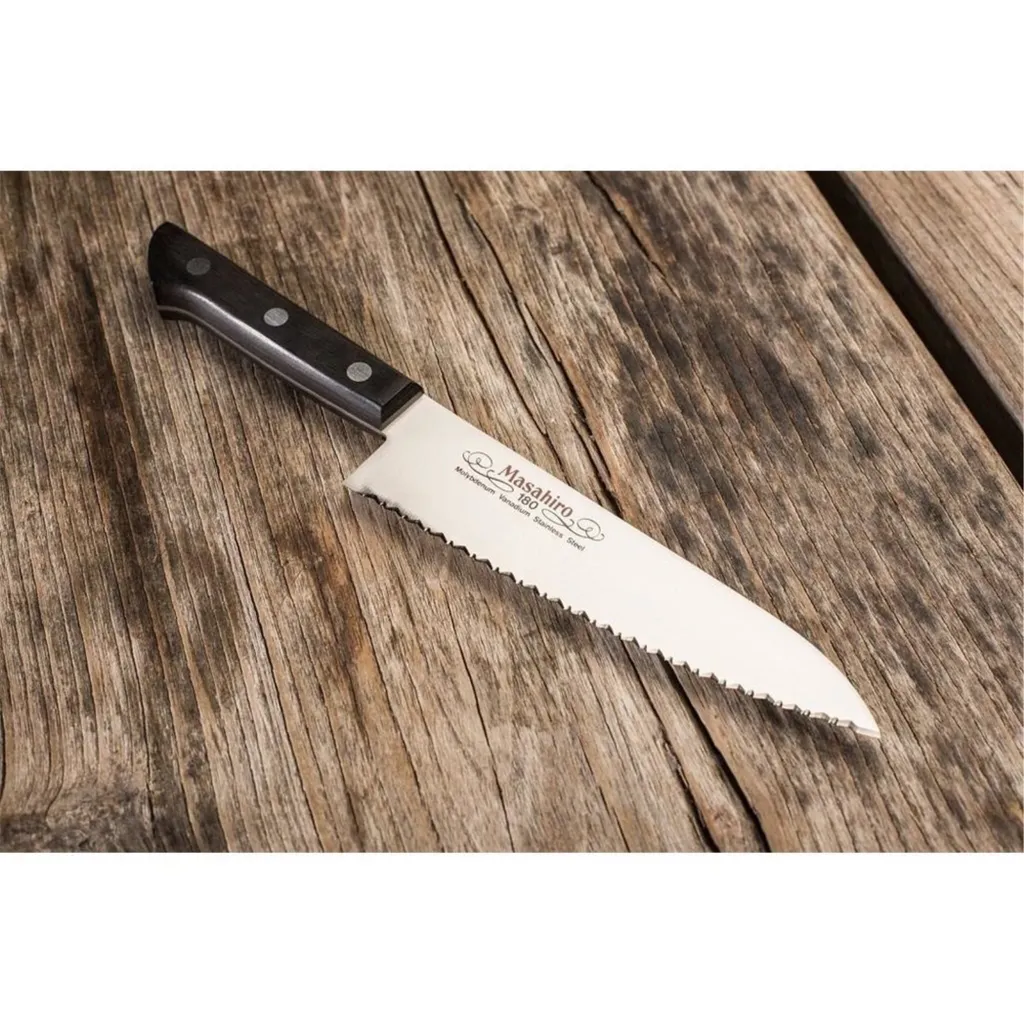Coltello Masahiro Chef 180mm Wave Edge 14040 Acciaio MBS-26 Professionale - 4