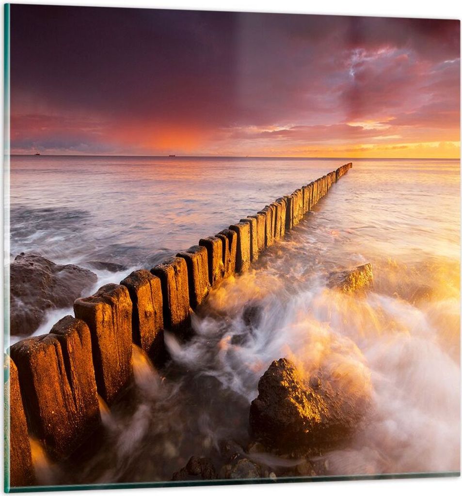 Bilder auf glas - Boot Landschaft Meer Ostsee - 60x60cm - Glasbilder - Wandbilder - Kunstdruck - zum Aufhängen bereit - Wanddekoration aus Glas - ...