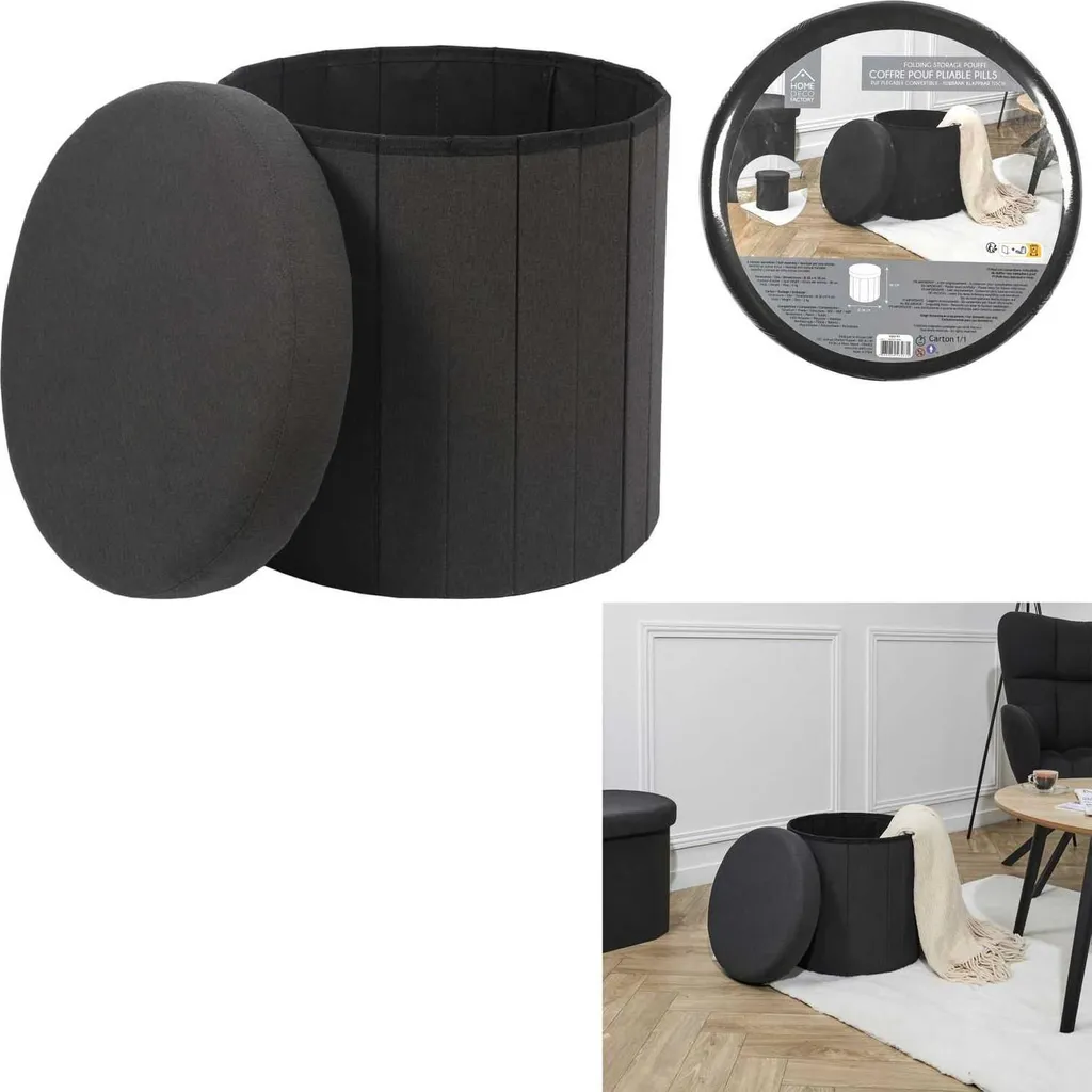 Pouf Noir d'Appoint - Solution pour Manque de Sièges dans le Séjour - 5