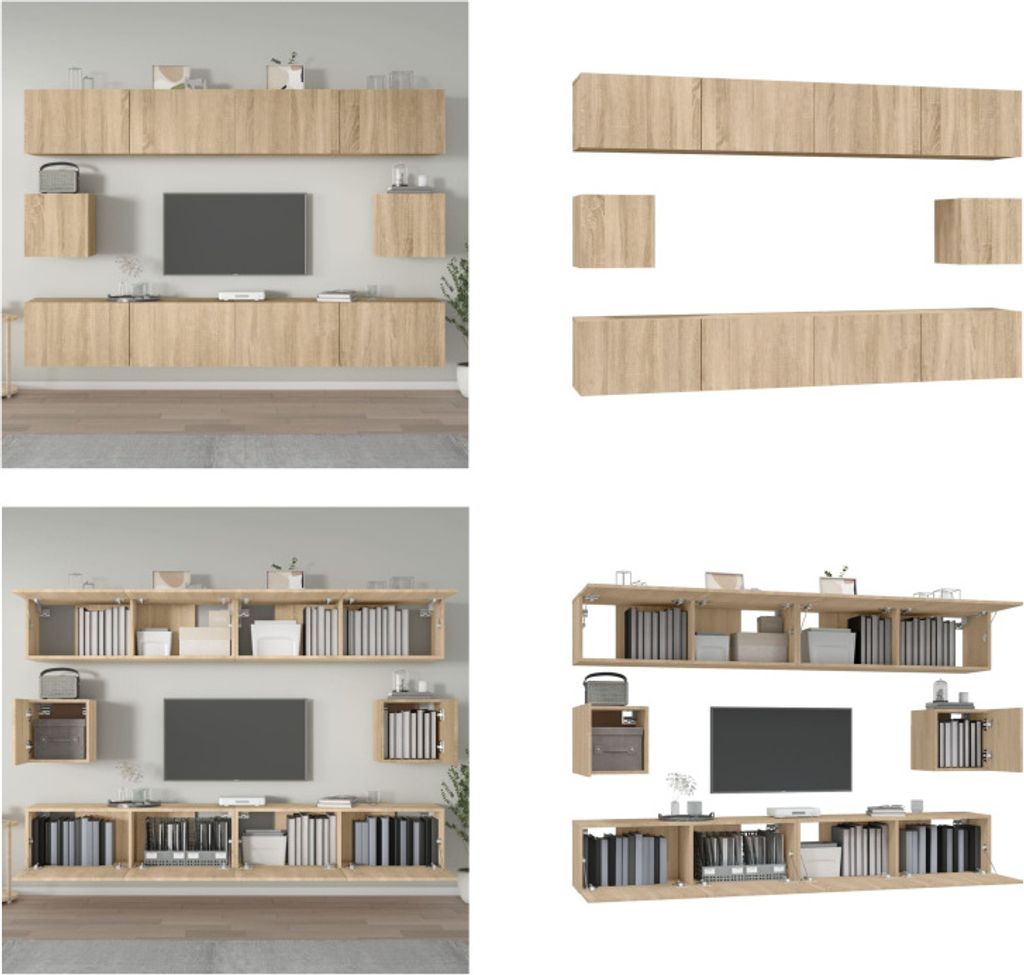 vidaXL 6 tlg. TV Schrank Set Sonoma Eiche Holzwerkstoff - TV-Schrank-Set - TV-Schrank-Sets - TV-Schrank - TV-Ständer