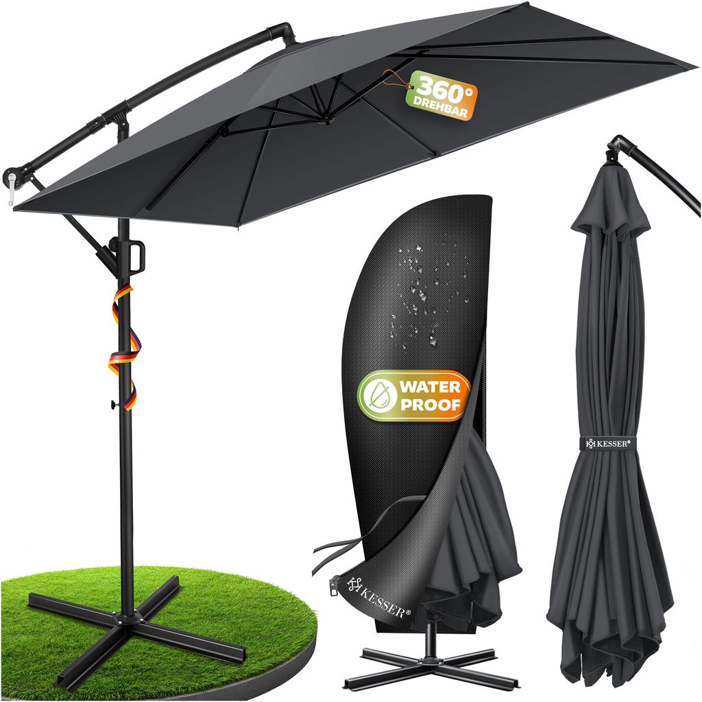 KESSER® Ampelschirm Holly Sonnenschirm rechteckig Ø350cm, Produktbild 