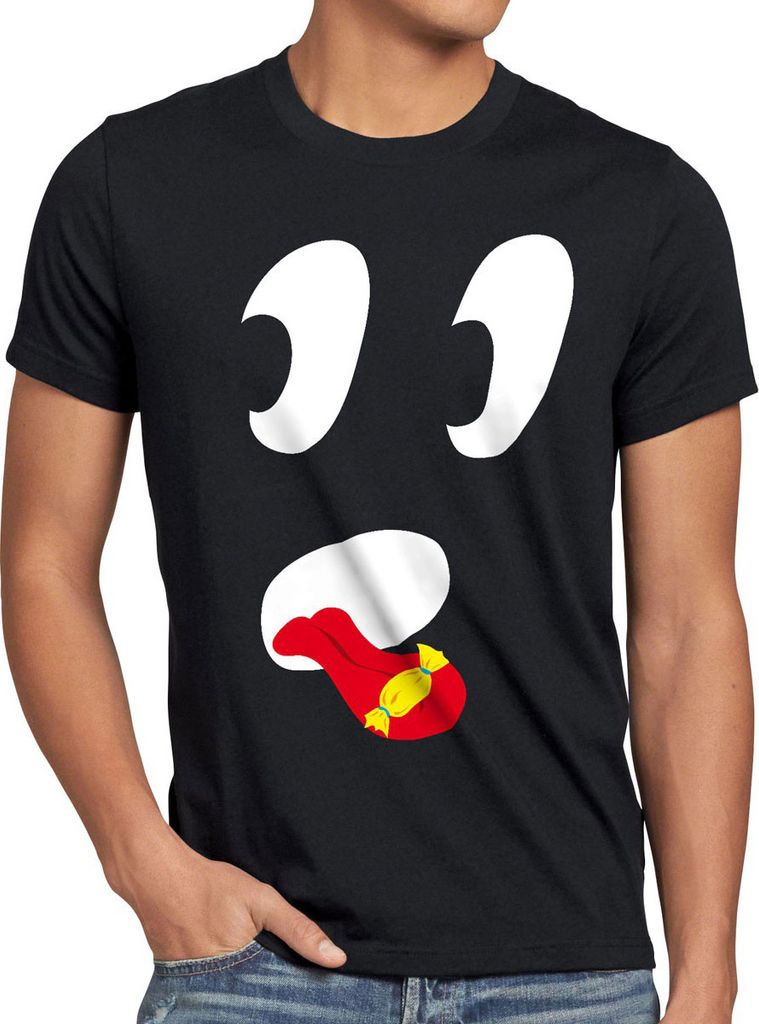 style3 Süßer Geist Halloween Herren T-Shirt, Größe:5XL, Farbe:Schwarz