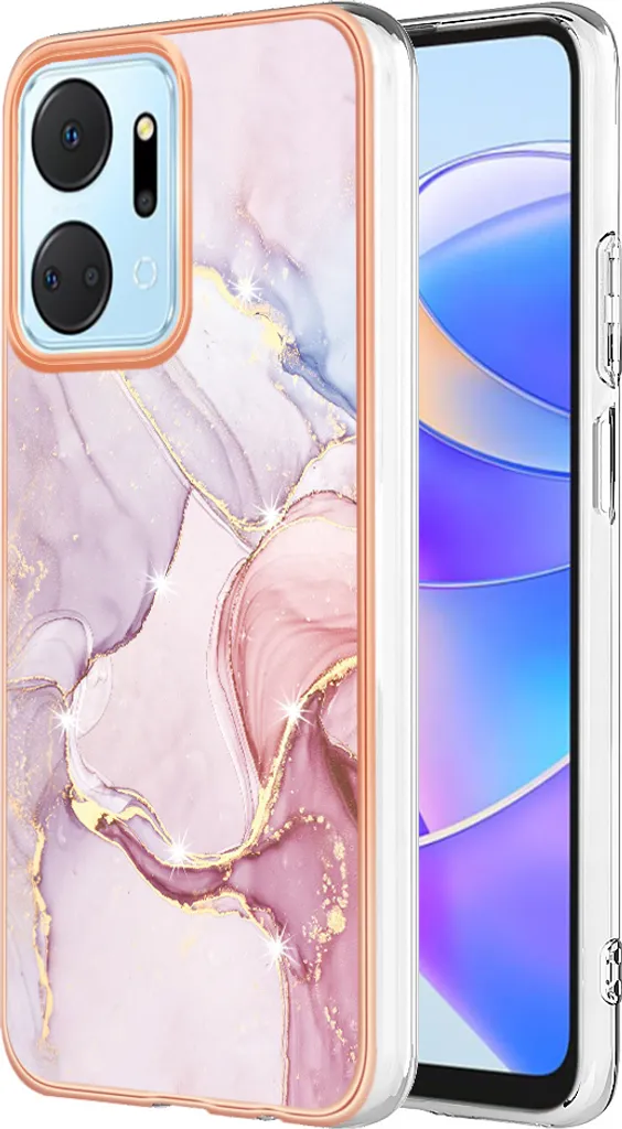 Custodia Honor X7a Marmo Oro Rosa - Cover Sottile Antiurto in TPU