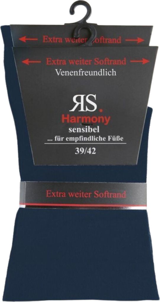 2 Paar Socken Baumwolle Herren extra weit breit ohne Gummi RS Harmony marine Gr. 43/46