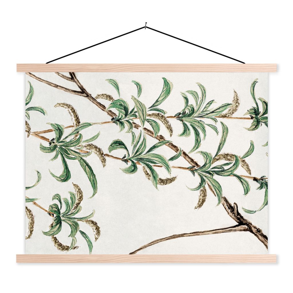 MuchoWow Textilposter Japanisch - Dschungel - Vintage 60x45 cm mit holzfarbenen Rahmen - Bild