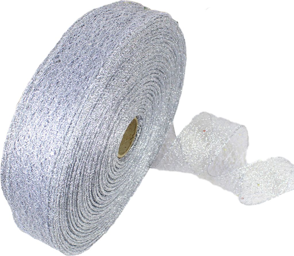 1 Rolle 2 m x 5 cm Weihnachtsband, einfarbig, durchsichtig, glitzernd, mit Draht, Geschenkverpackung, DIY-Bastelarbeit,Schleife, Band, Partyzubehö...