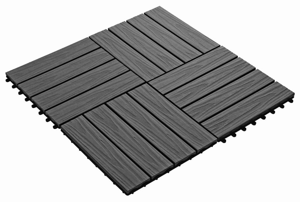 Best Möbel Terrassenfliese 3D-Design 11 pcs Moderne HOMMIE - langlebiges - Schwarz 30 x 30 cm WPC - Garten & Heimwerken designMöbel68075
