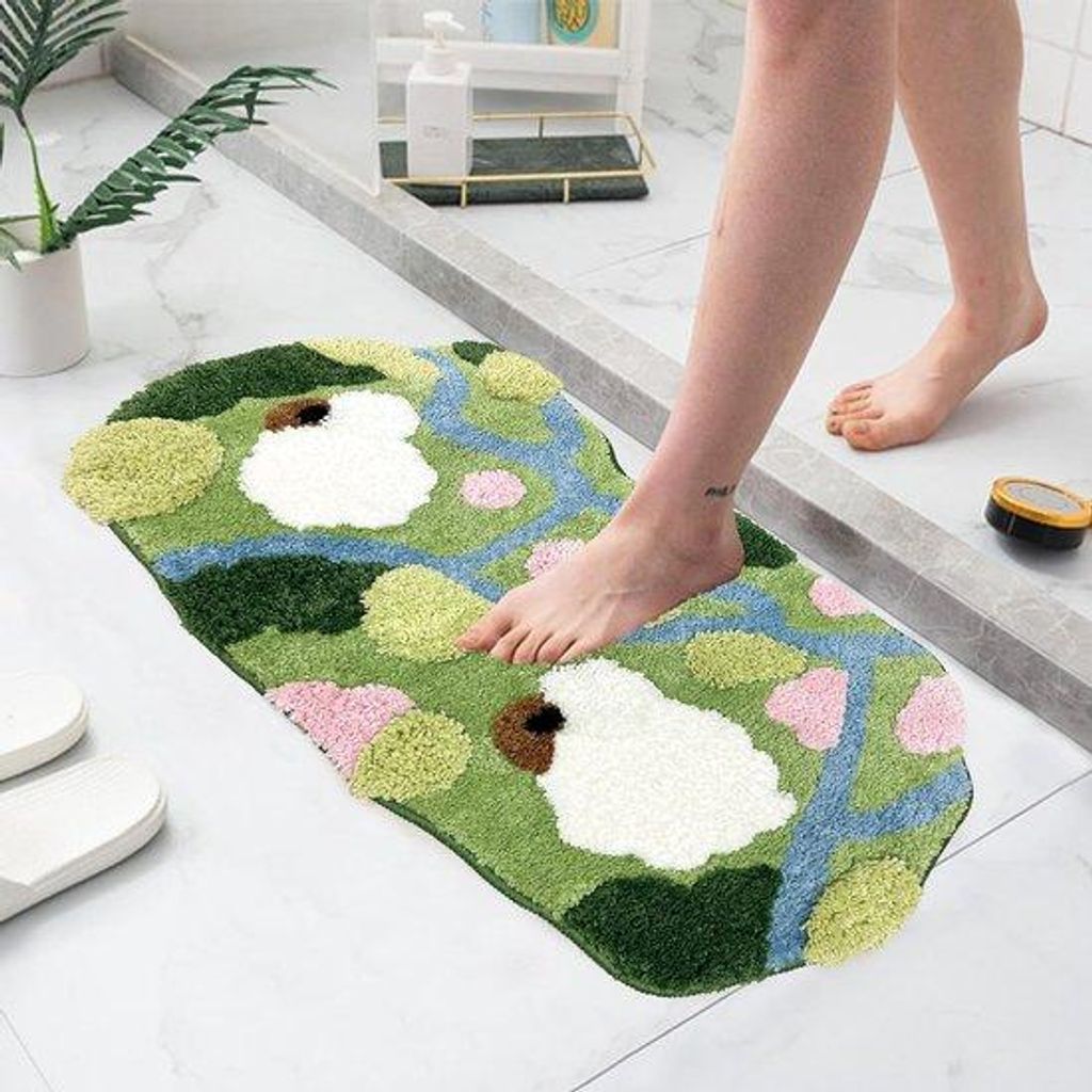 Antislip-Badmat, 45 x 85 cm, zachte, absorberende, onregelmatige, mos-tapijt, wohnzimmer- und badkamertapijt