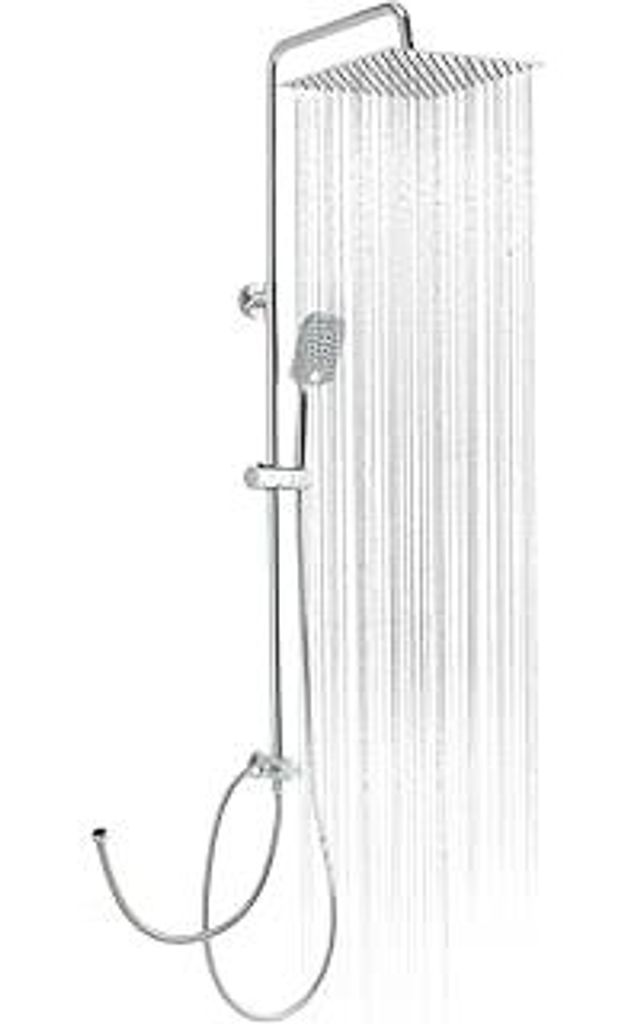OFFO Regendusche ohne Armatur Chrom, 25x25cm eckig Edelstahl Duschset, Höhenverstellbar und 1,6m Twist-Free Duschschlauch, Duschsystem für Dusche...