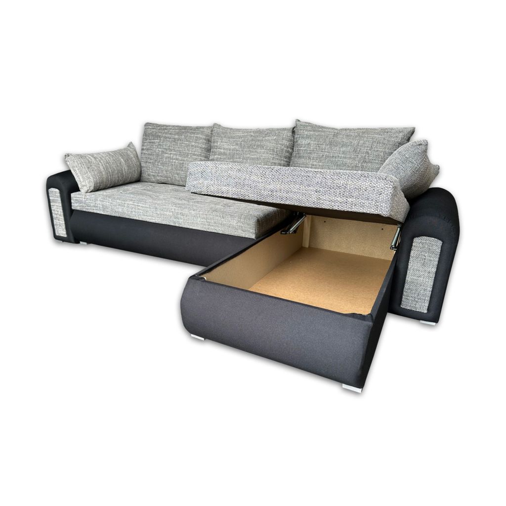 Relax-Ecksofa mit Schlaffunktion und Bettkasten in grau und Produktbild 6