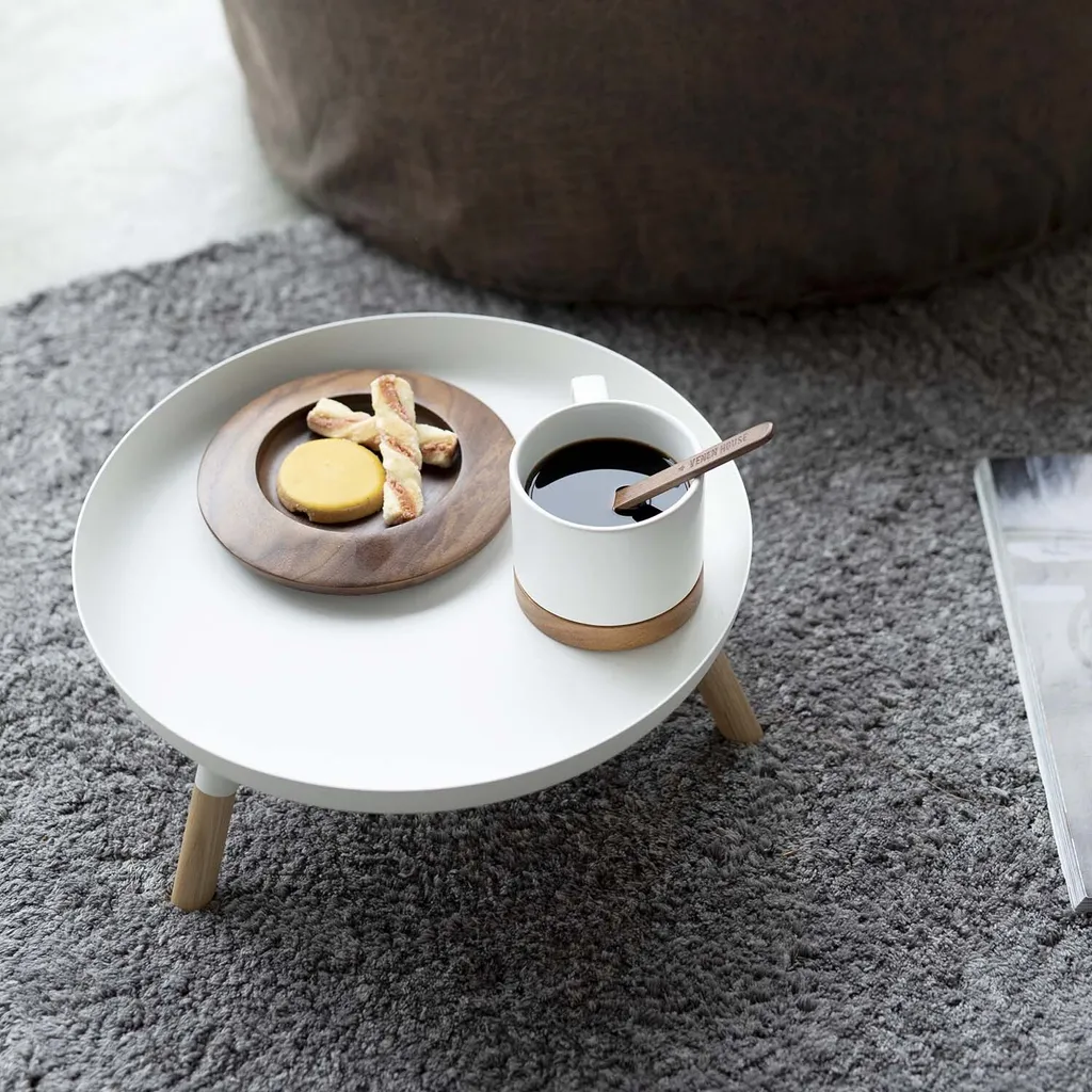 Yamazaki Table d'Appoint Coupe Décorative 32cm Blanche Design Minimaliste - 14