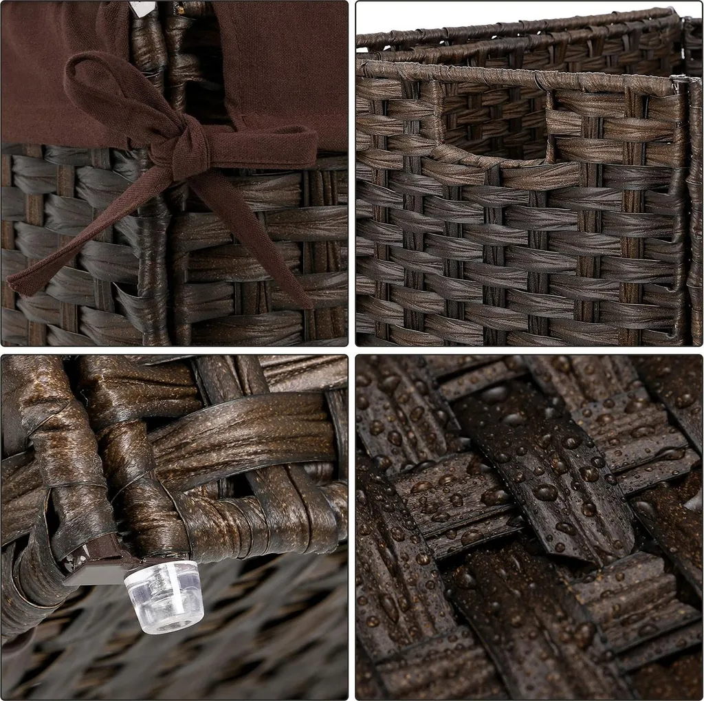 Panier à linge 90L marron en polyrotin robuste et résistant à l'eau - 6