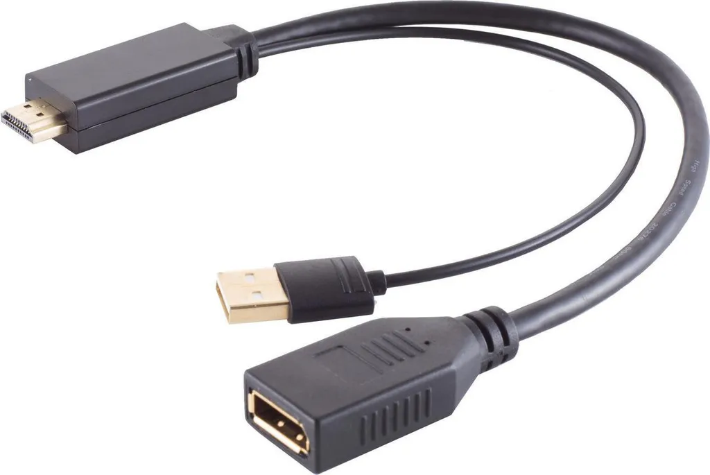 Adaptateur HDMI DisplayPort 4K S/CONN 10-01010 avec Câble de 30 cm