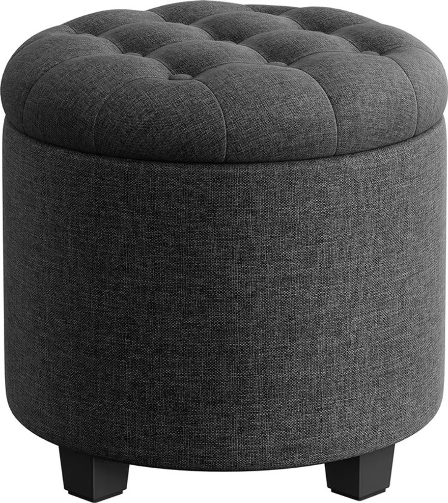 Repose-pieds avec espace de rangement gris foncé en tissu, Modèle L
