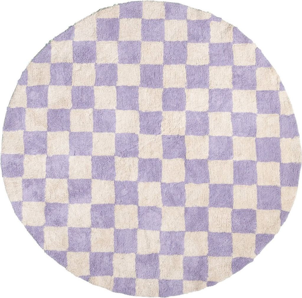 FRAAI Gambit Teppich Lila/Weiß - Retro Schachbrettmuster Für Wohnzimmer & Mehr
