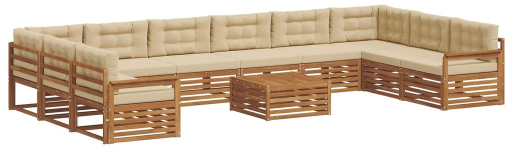 vidaXL Sofagarnituren 11 pcs Natur und Beige Massivholz Akazie