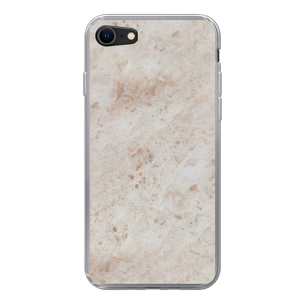 MuchoWow Handyhülle Schutzhülle Hülle für iPhone 8 Marmor - Muster - Braun Silikon Softcase Handy Hülle - Schutzhaube