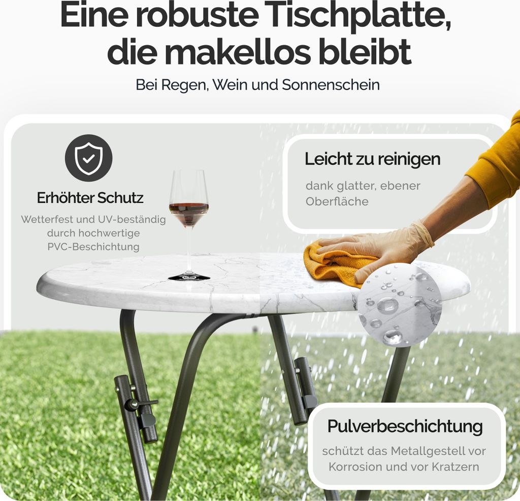 CASARIA® Stehtisch Klappbar 110cm Hoch Rund Ø 60cm Outdoor Produktbild 3