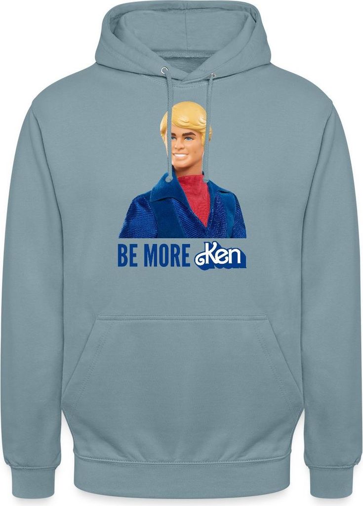 Spreadshirt Barbie Ken Design Mit Spruch Be More Ken Uni Hoodie, L, Nebelblau