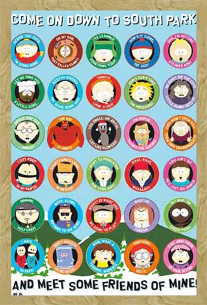 Poster South Park Quotes 2 avec Cadre Shinsuke Maxi MDF Hêtre 61x91,5 cm