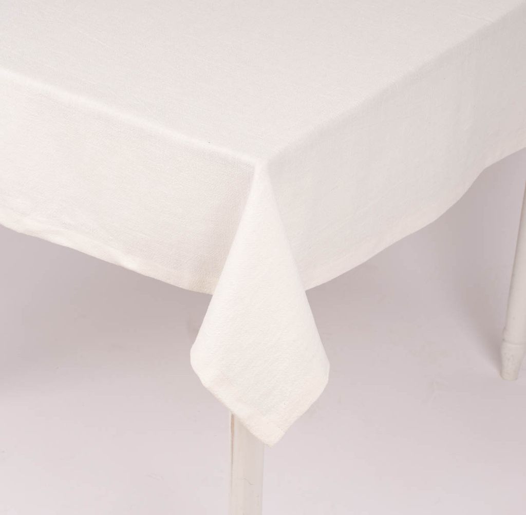 SCHÖNER LEBEN. Tischdecke Bio Ramie Leinenoptik uni cremeweiß Größe 130x200cm