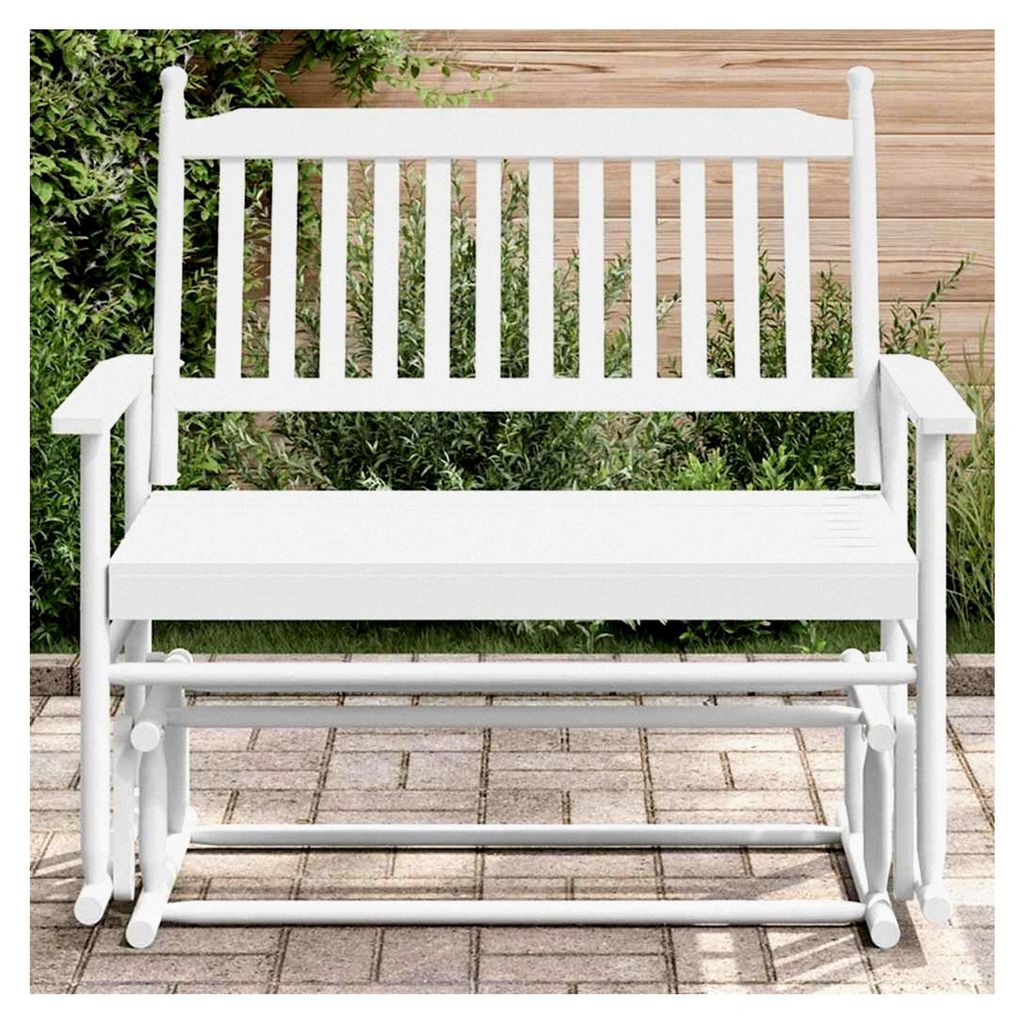 Schaukelbank Weiß 118x70x104,5 cm Massivholz Pappel