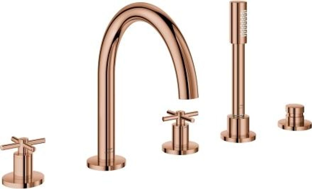 GROHE 5-Loch-Wannen-Kombination Atrio 29408, eigensicher, mit Kreuzgriffen, warm sunset