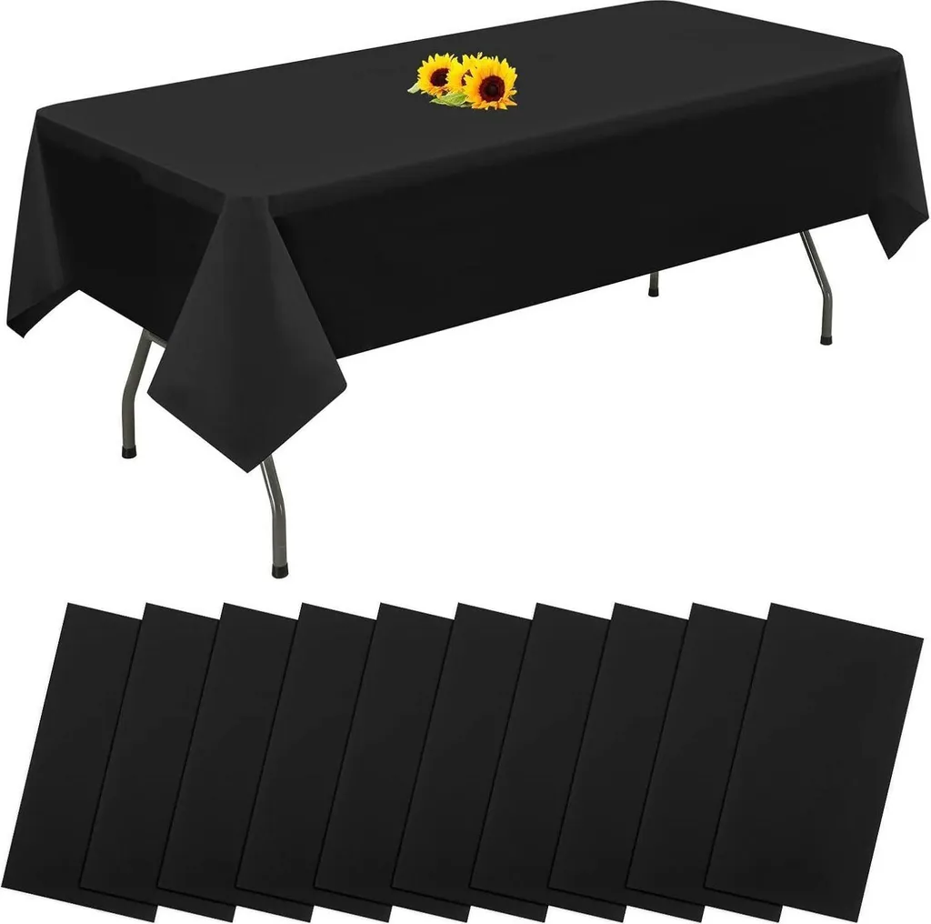Set 10 Tovaglie Monouso Nere 137x274cm - Plastica Premium Impermeabile