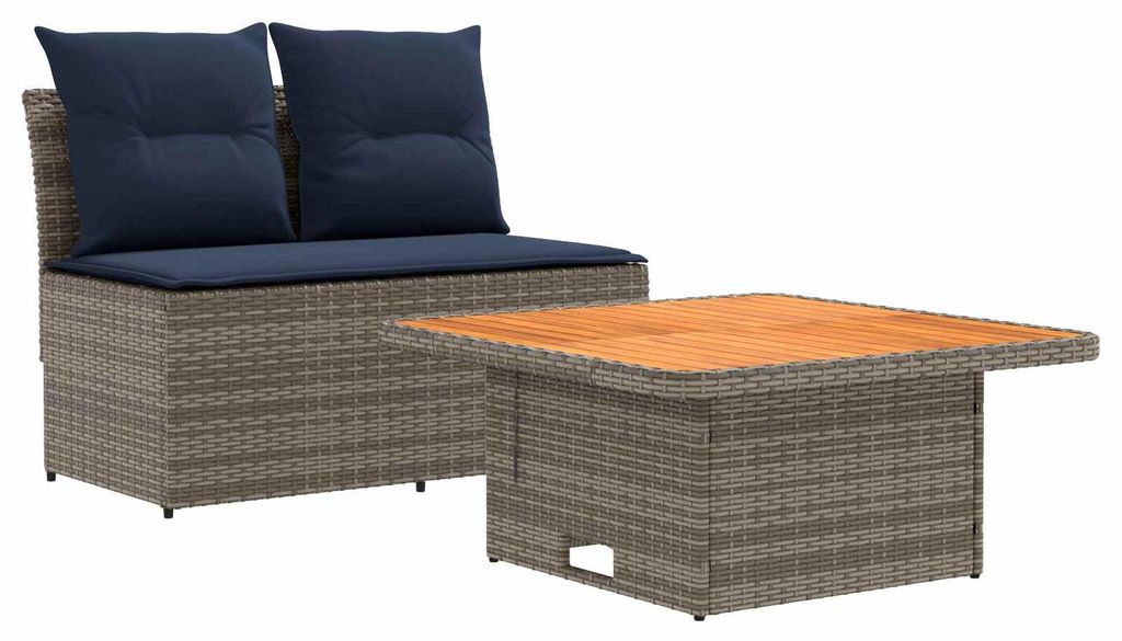 "2026 Moderne"2 Stück Garten Mittel Sofa elegante - Gartensofa-set - Mit Hochklapptisch Poly-Rattan - Gartensofas DEMöbel327943