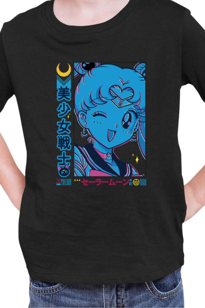 Kinder T-Shirt Japan Manga Anime Comics Animation Sailor Anime Manga Moon 11, 7-8 Jahr - 128 / Schwarz