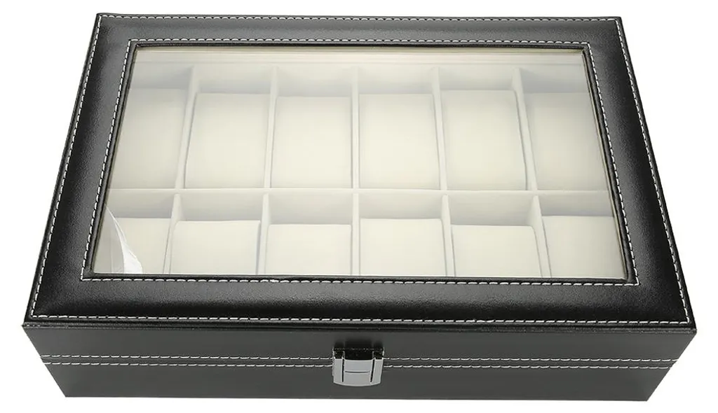 Coffret Montre Anti-Poussière 12 Grilles - Boîte de Protection en Cuir
