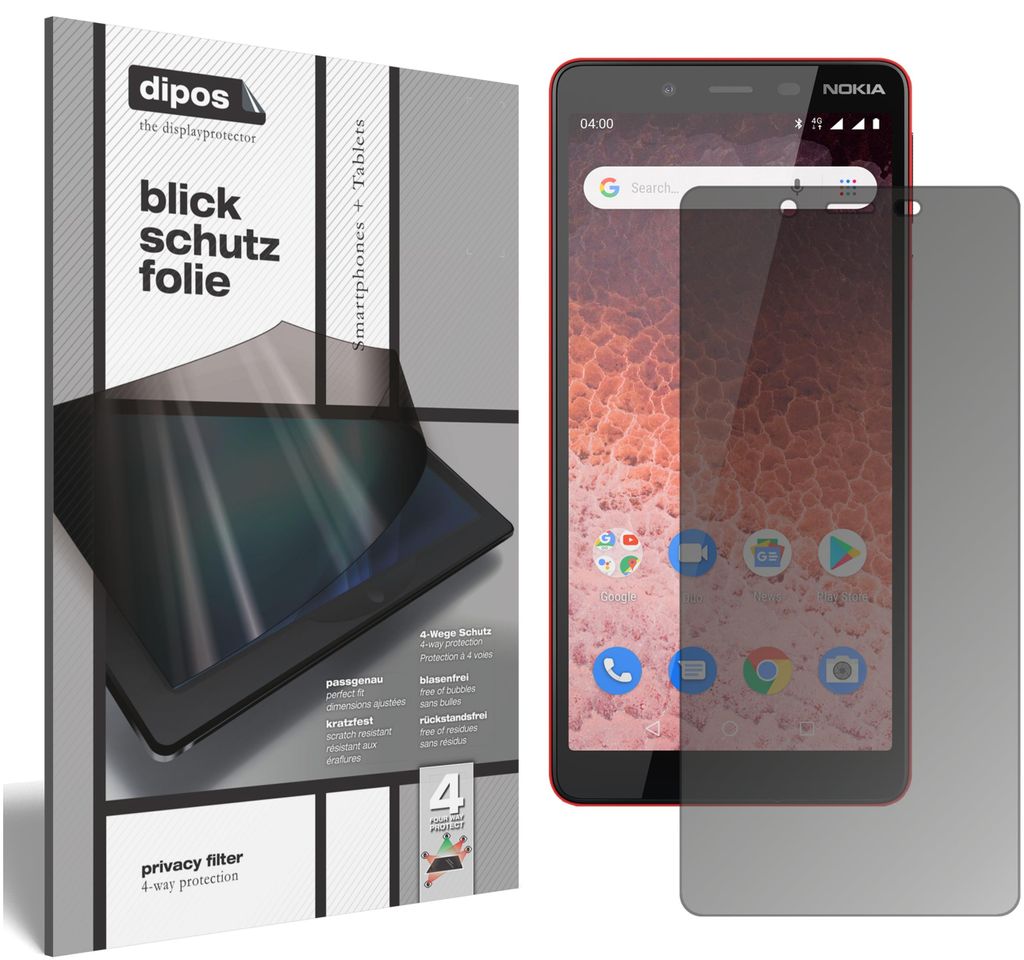 Nokia 1 Plus Blickschutzfolie matt Schutzfolie Folie Display Schutz dipos