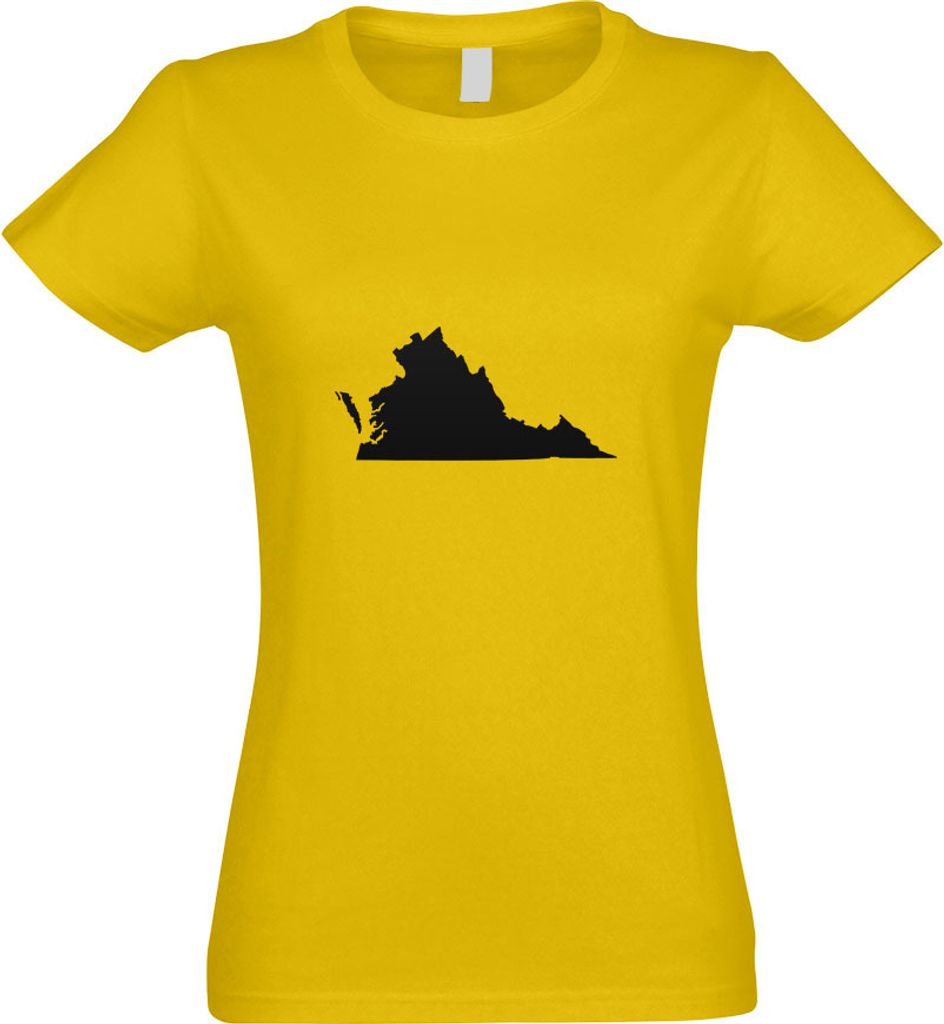 Kiwistar - T-Shirt tailliert - Damen - gelb - USA - Bundesstaat - Virginia - mit Motiv Bedruckt - Funshirt Design - Sport - Freizeit - Damen - S