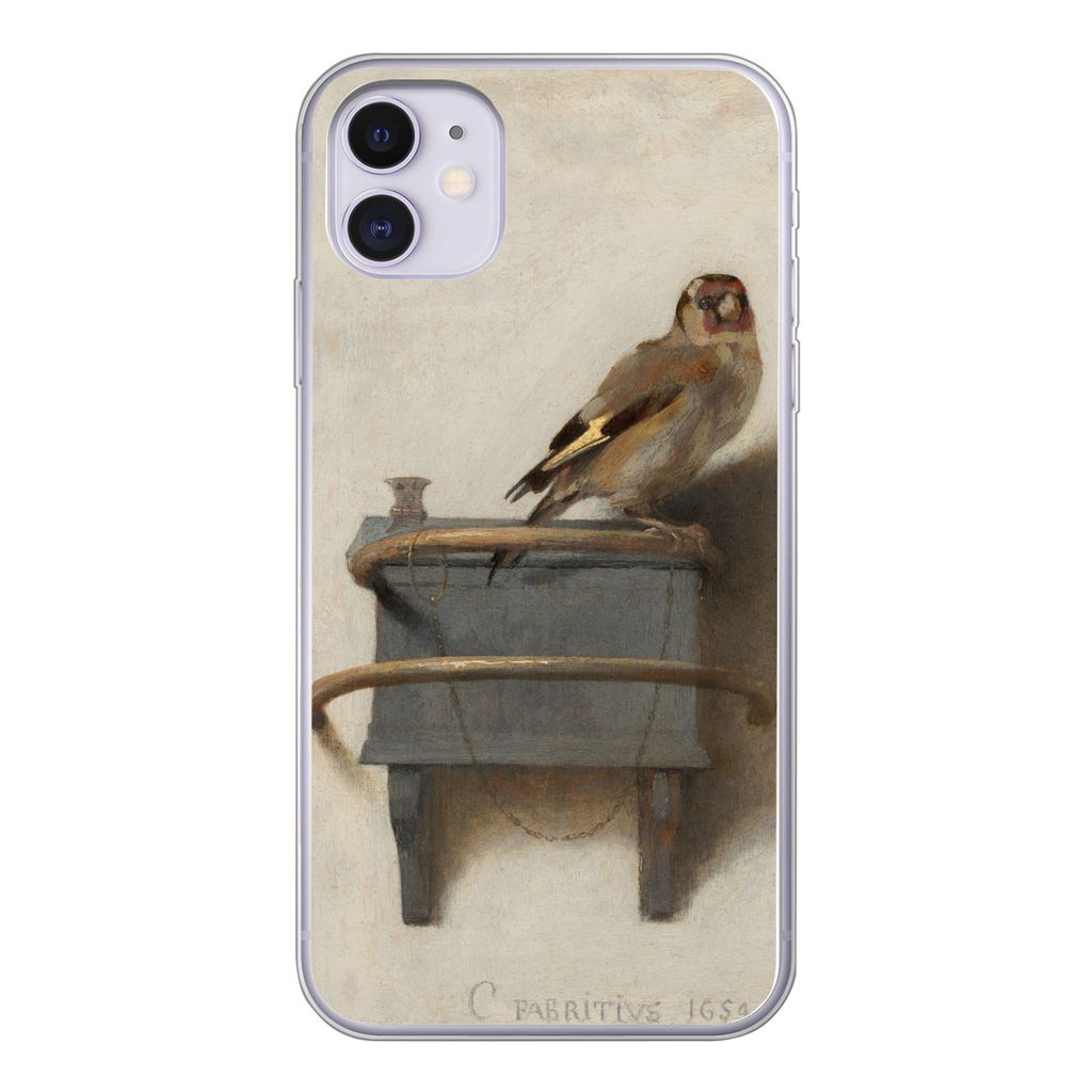 MuchoWow Handyhülle Schutzhülle Hülle für iPhone 11 Stieglitz - Alter Meister - Carel Fabritius Silikon Softcase Handy Hülle - Handytasche