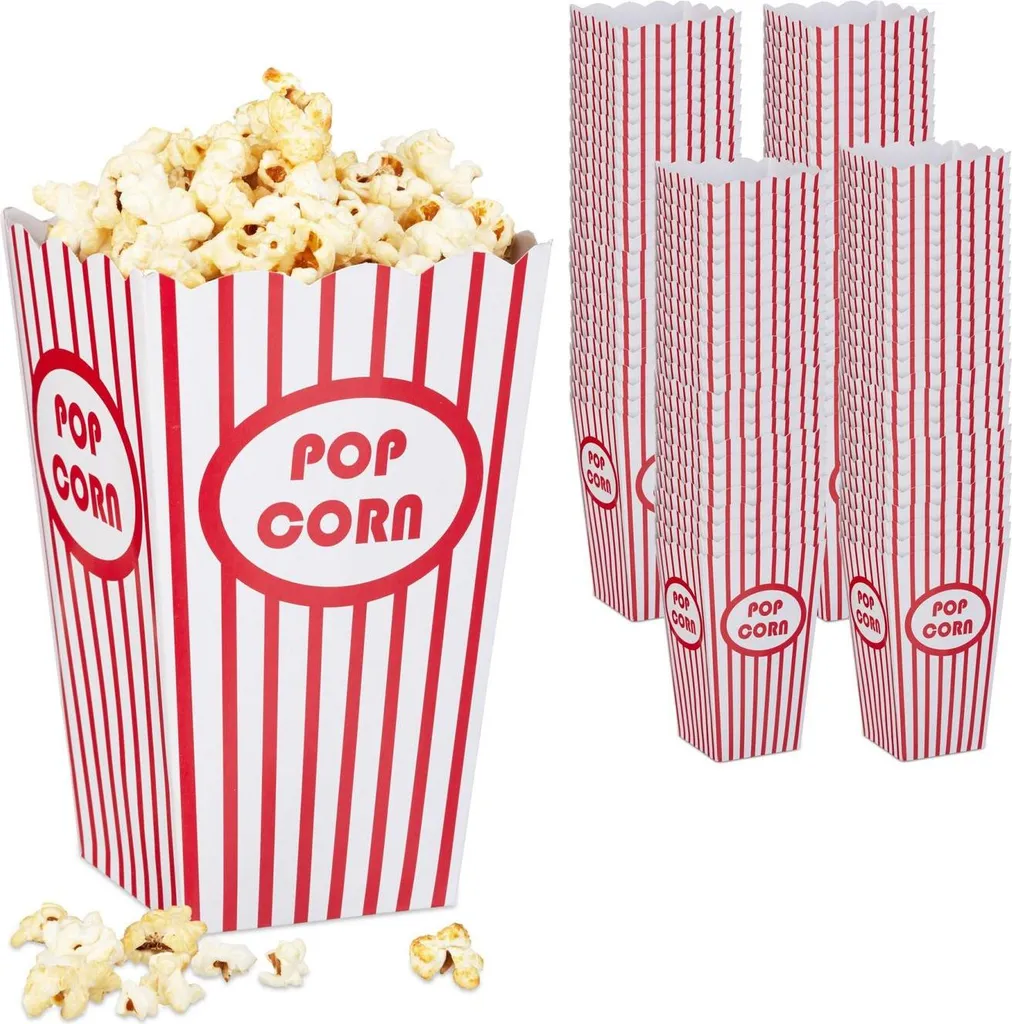 Sachets de pop-corn pour soirée ciné lot de 100 réutilisables design rouge