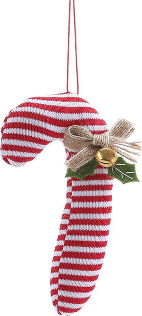 Plüsch-Weihnachtsbaumschmuck in Zuckerstangenform, weich und ideal als Dekoration für Weihnachtsfeiern