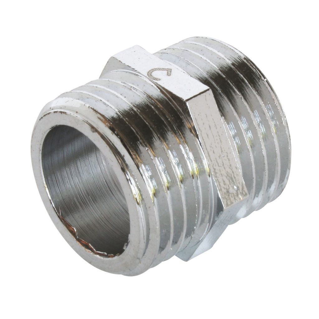 SOMATHERM FOR YOU – Messing-Nippel, verchromt – Doppel-Außengewinde 12/17