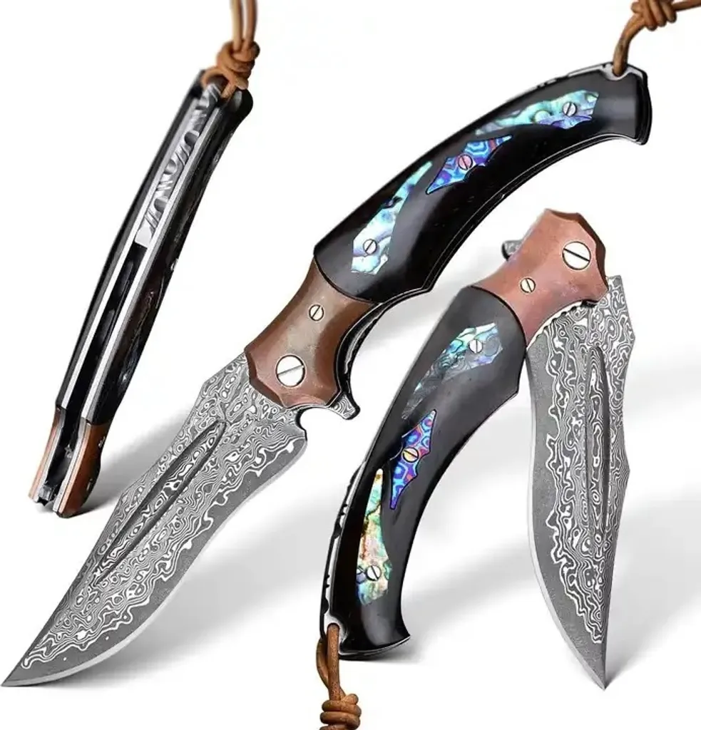 Couteau de Poche Artisanal Noboro MASTERPIECE avec Lame Damas de 9 cm
