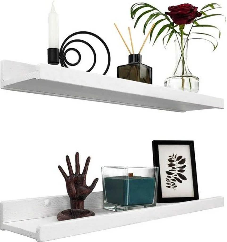 Lot de 2 Panneaux Muraux Blancs 60 cm en Bois Fait Main pour la Maison